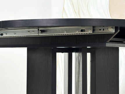 Dining Table For Farmhouse Kitchen Expandable Oval Table Top With Removable Leaf Trestle X Shaped Base - Black