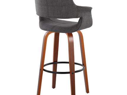 Vintage Flair - Mid Century Modern Fixed Height Barstool With Swivel With Round Footrest (Set of 2)