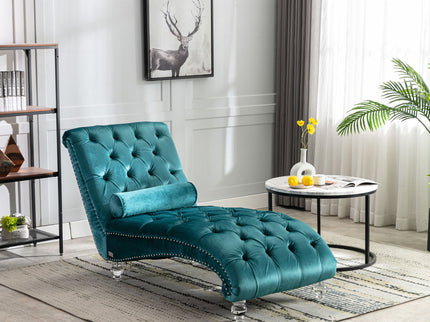 Chaise Lounge Indoor, Button Tufted Upholstered Chaise Lounge Chair With Pillow