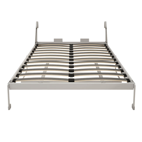 Queen Size Cabinet Wall Bed Mechanism With Desk Panel - Gray