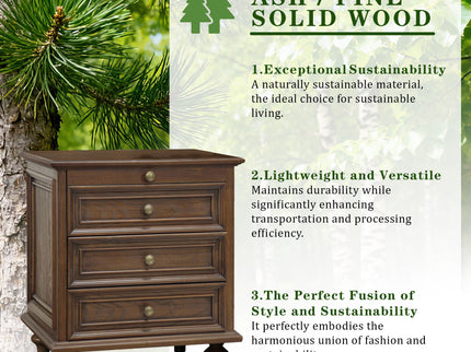 Farmhouse Nightstand With 4 Drawers