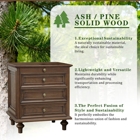 Farmhouse Nightstand With 4 Drawers
