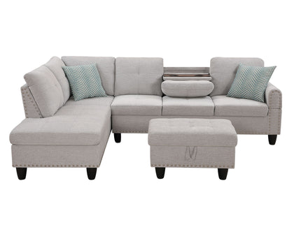 Alger - Left Hand Facing Sofa & Chaise With Ottoman