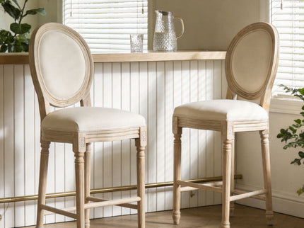 French Country Bar Chairs & Round Back (Set of 2)