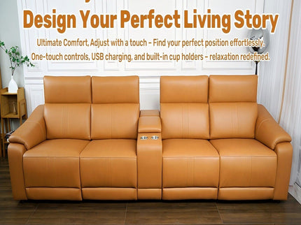 Modular Sofa With Recliners And Cup Holders Sectional Set