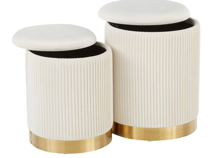 Marla - Contemporary Nesting Pleated Ottoman Set