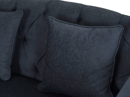 Upholstered Chaise Lounge With Scroll Arms, Turned Legs And 2 Pillows