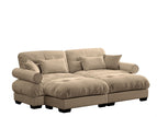 Light Brown / 3 Pc. 2 Seater Sectional, 2 Ottomans