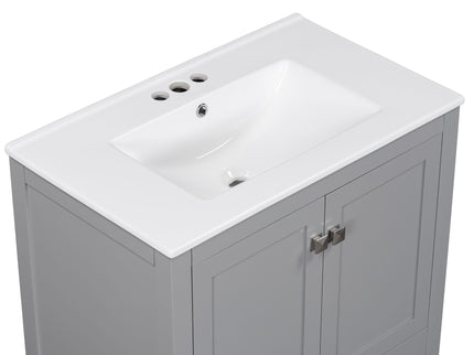 Bathroom Vanity With Single Sink, Combo Cabinet Undermount Sink, Bathroom Storage Cabinet With Two Doors And A Drawer, Soft Closing, Multifunctional Storage, Solid Wood Frame