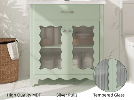 Modern Bathroom Vanity With Tempered Glass Doors