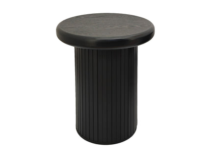Fluted Cylinder Side Tables, Round End Tables For Living Room (Set of 2) - Black