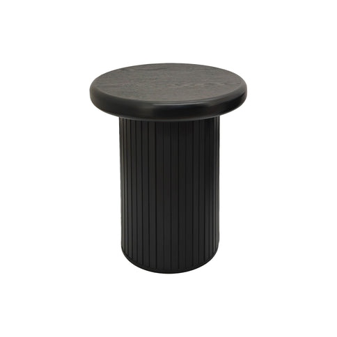 Fluted Cylinder Side Tables, Round End Tables For Living Room (Set of 2) - Black
