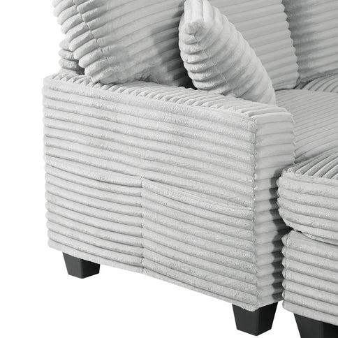 Upholstered U-Shaped Sectional Sofa With Movable Ottoman And Side Storage Pockets
