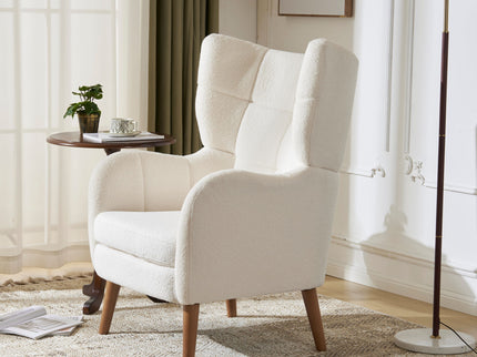 Accent Chair With Birch Wood Legs - White