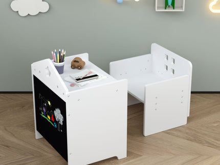 Montessori Weaning Table And Chair Set, Toddler Table With Adjustable Height - White