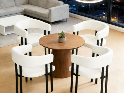 Modern Dining Upholstered Barrel Chair With Curved Back And Armrests