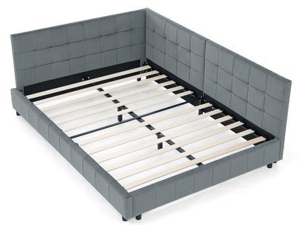Elegant Storage Upholstered Tufted Bed Frame With Backrest And Armrests