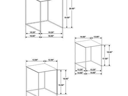Vestal - 3 Piece Rectangular Nesting Table Set - Gray
