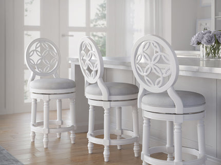 Stool With Back And Swivel Upholstered Seat