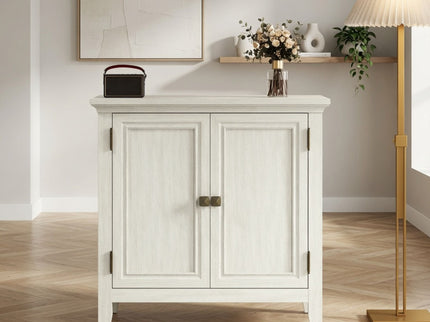 2 Door Buffet Cabinet With Adjustable Shelves - Matte White / Grayish