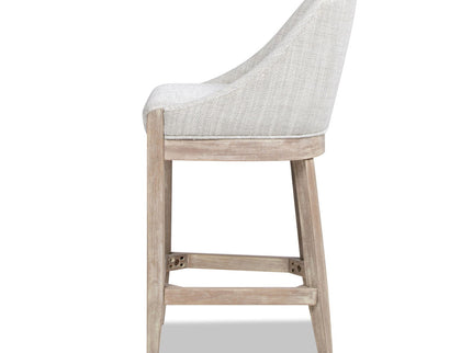 Newport - Coastal Curved Back Upholstered Counter Stool - Two Tone Neutral Gray