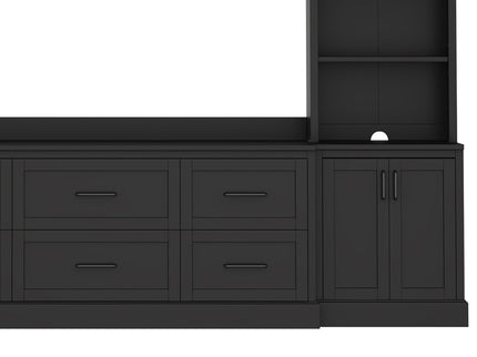 Arched Entertainment Center Wall Unit With 6 Drawers, Large TV Stand With Bookshelves