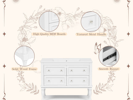 Bathroom Vanity Cabinet With Undermount Sink, 4 Drawer Set