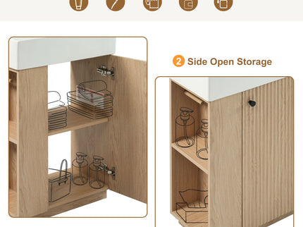 Bathroom Vanity With Sink, Freestanding Wood Grain Cabinet With Storage