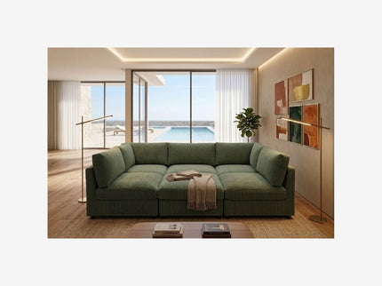 Reversible Modular Sectional & Custom Configuration And Premium Upholstery - Dark Green