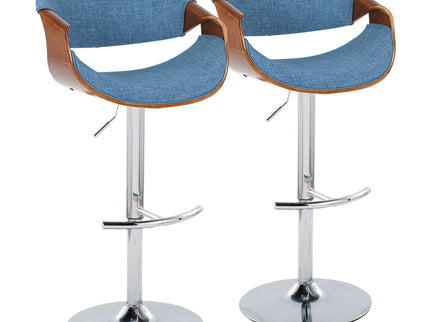 Curvo - Mid Century Modern Adjustable Barstool With Swivel With Rounded T Footrest (Set of 2)
