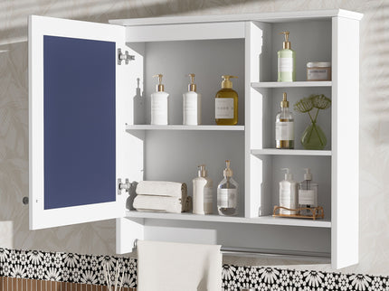 Wall Mount 2 In 1 Mirror Cabinet With Adjustable Shelf, Soft-Closing Hinges