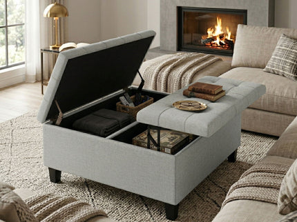 Harrison - Coffee Table Storage Ottoman Lift Top - Stone Gray