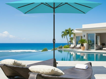 Rectangular Patio Umbrella With Crank Tilt, Polyester UV-Resistant Canopy