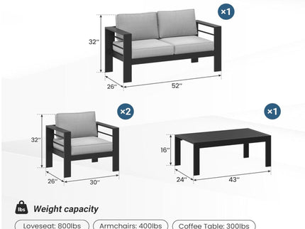 Outdoor Patio Set With All-Weather Thick Cushions