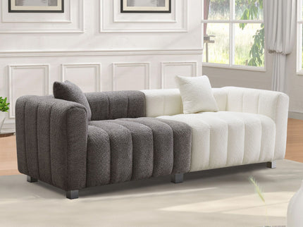 3 Seater Sofa With Metal Base Legs And 2 Pillows In +, 87.4" Premium Couch For Living Room - White / Gray