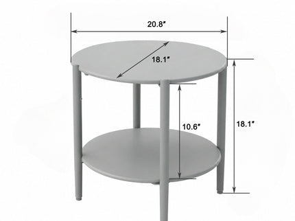 Round Outdoor Coffee Table With Shelf For Garden - Gray
