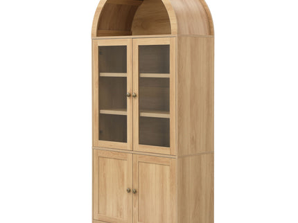 Tall Arched Top Storage Cabinet With 5 Tier Shelves, Soft Close Hinges