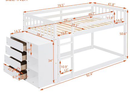 Bunk Bed With 4 Drawers And 3 Shelves