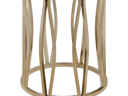 Round Glass Top Table With Polished Metal Base