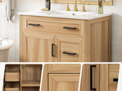 Bathroom Vanity With Sink, 2 Soft Close Drawers, 1 Soft Close Door, Adjustable Shelf