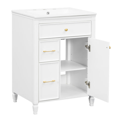 Freestanding Bathroom Vanity With Sink, Soft Close Door, Tip Out Drawer