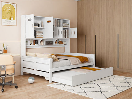 Daybed With All-In-One Cabinet And Shelf