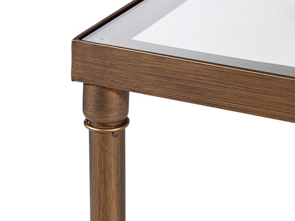 Metal Rectangle Coffee Table With Tempered Glass Top - Bronze