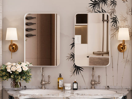 Recessed Metal Framed Medicine Cabinet With Mirror And Adjustable Shelves Wall Mirror With Storage For Bathroom