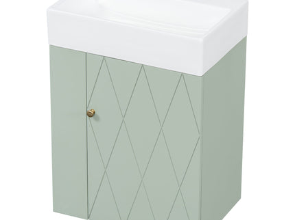 Modern Bathroom Vanity With Sink, Diamond Pattern Doors