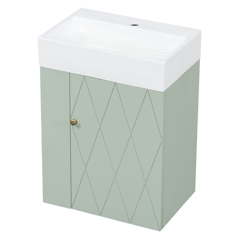 Modern Bathroom Vanity With Sink, Diamond Pattern Doors