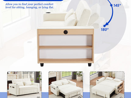 Pull-Out Sofa Bed Convertible Couch With Adjustable Backrest For Living Room