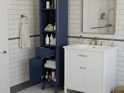 Tall Bathroom Storage Cabinet With Adjustable Shelves And 1 Drawer & Door
