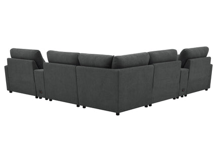 Modular Power Reclining With Lift Top Consoles, 7 Piece Configuration - Dark Gray