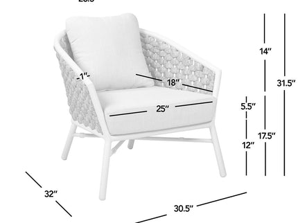 Rowan - Rope Barrel Back Patio Accent Arm Chair (Set of 2) - Optic White